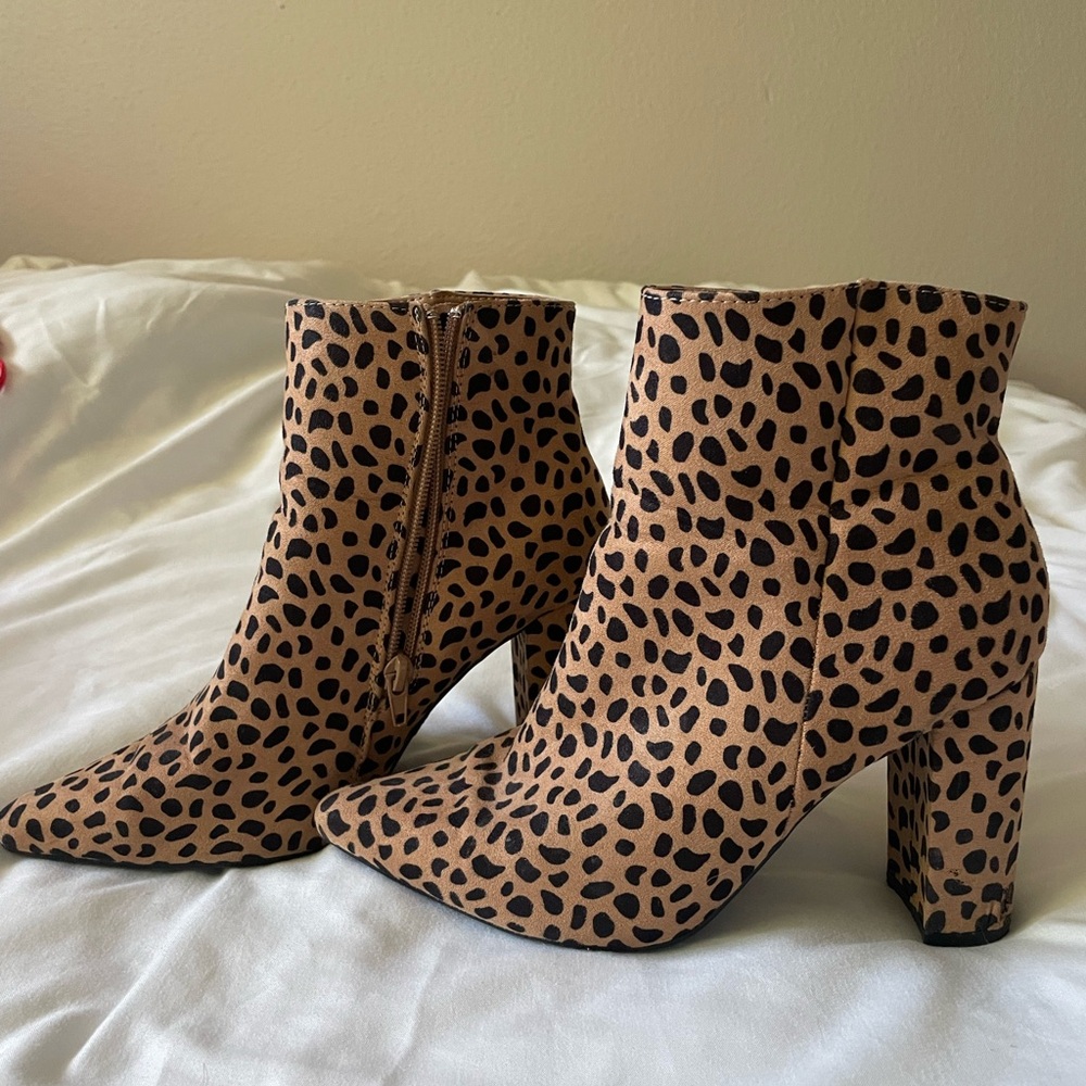 Leopard ankle boots